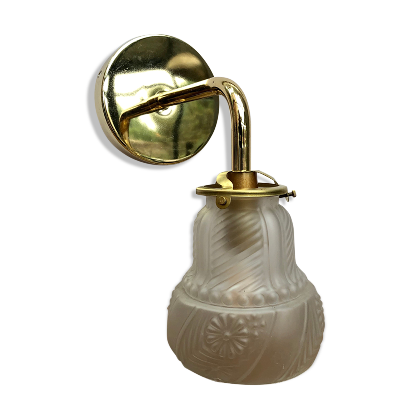 Gold bent wall light vintage tulip in frosted glass