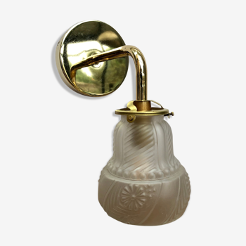 Gold bent wall light vintage tulip in frosted glass