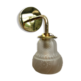 Applique coudé dorée tulipe vintage en verre dépoli