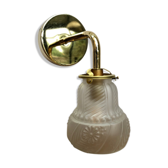 Gold bent wall light vintage tulip in frosted glass