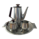 Vintage tea or coffee set in stainless steel and wood – signed Roger Insilco –