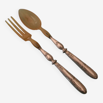 Salad cutlery with silver-filled handles. Minerva hallmark.