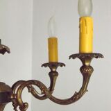 French vintage heavy brass 6 light empire style chandelier