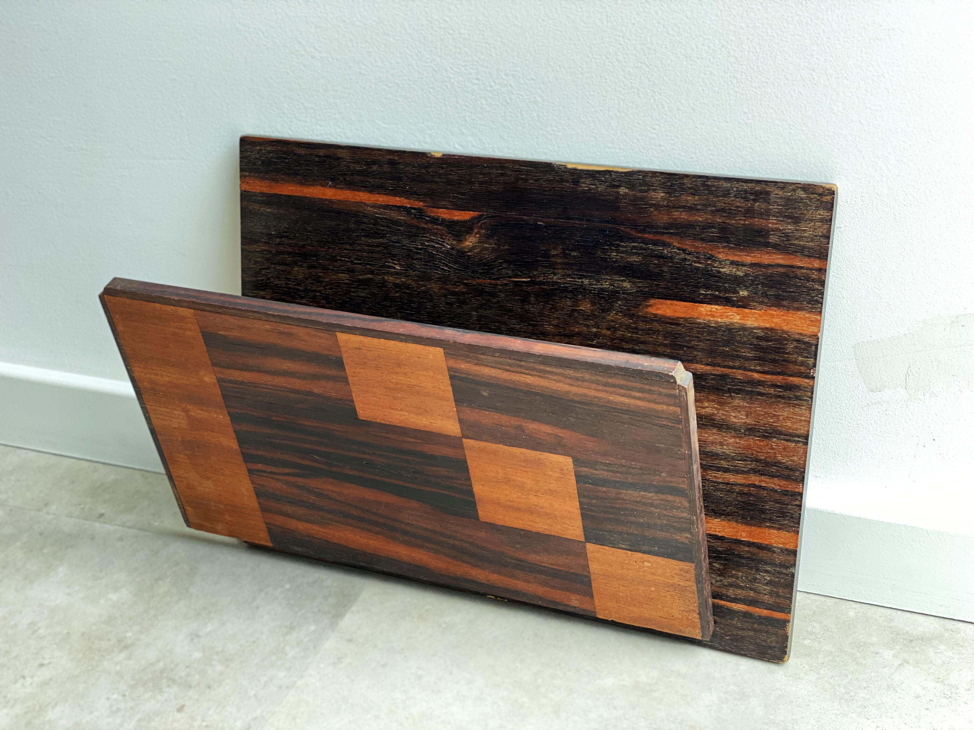 Unique art deco marquetry wall magazine rack / newspaper holder