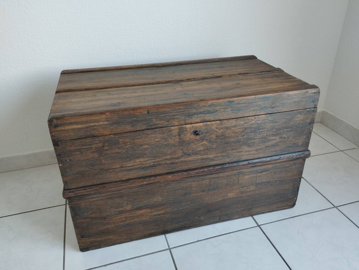 Old waxed wooden trunk 19th century