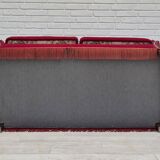 1970s, Danish drop arm "Spanish" sofa, original condition, cherry red furniture velour.