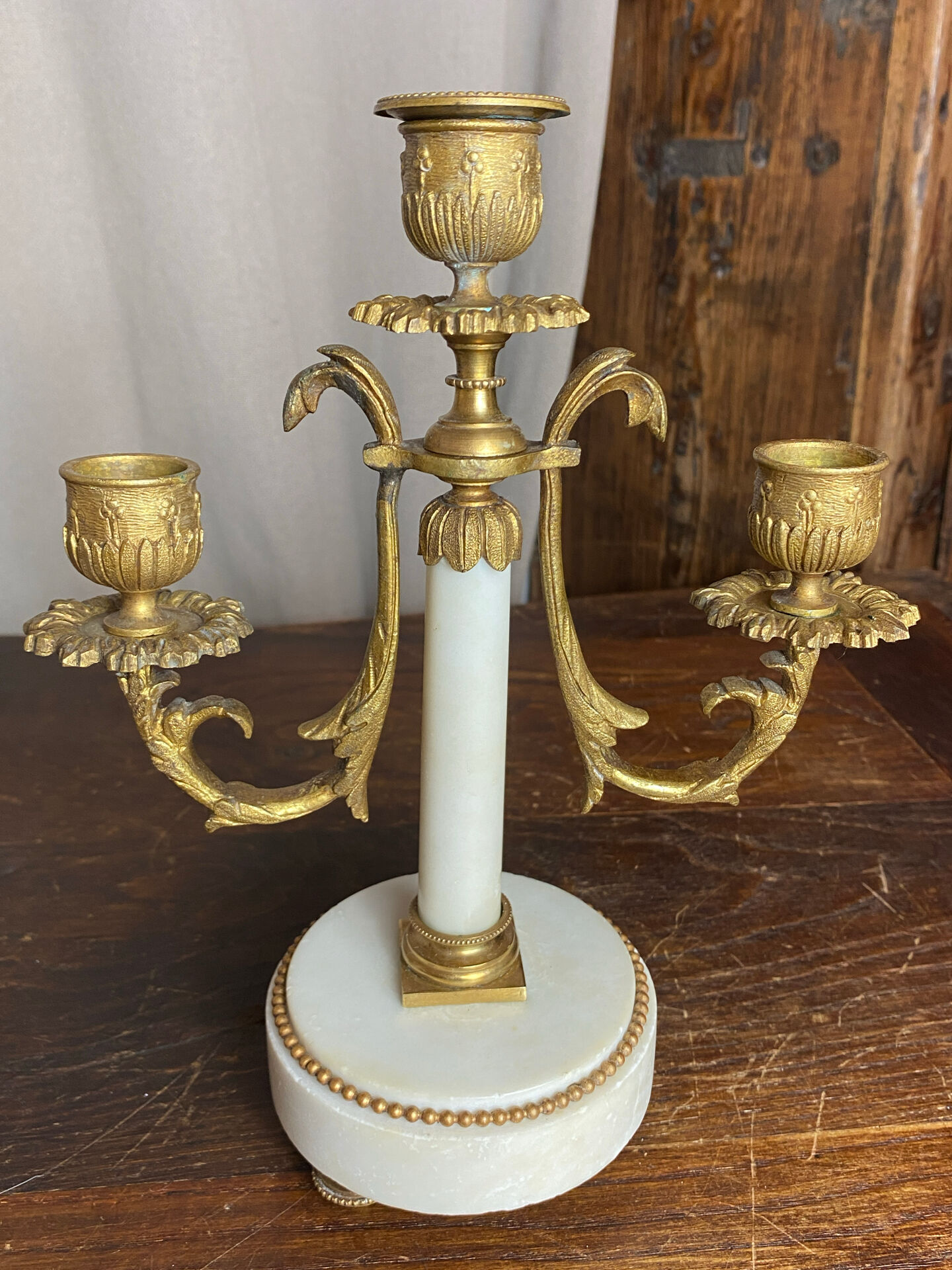 Pair of bronze and marble candelabra, France, 19th century