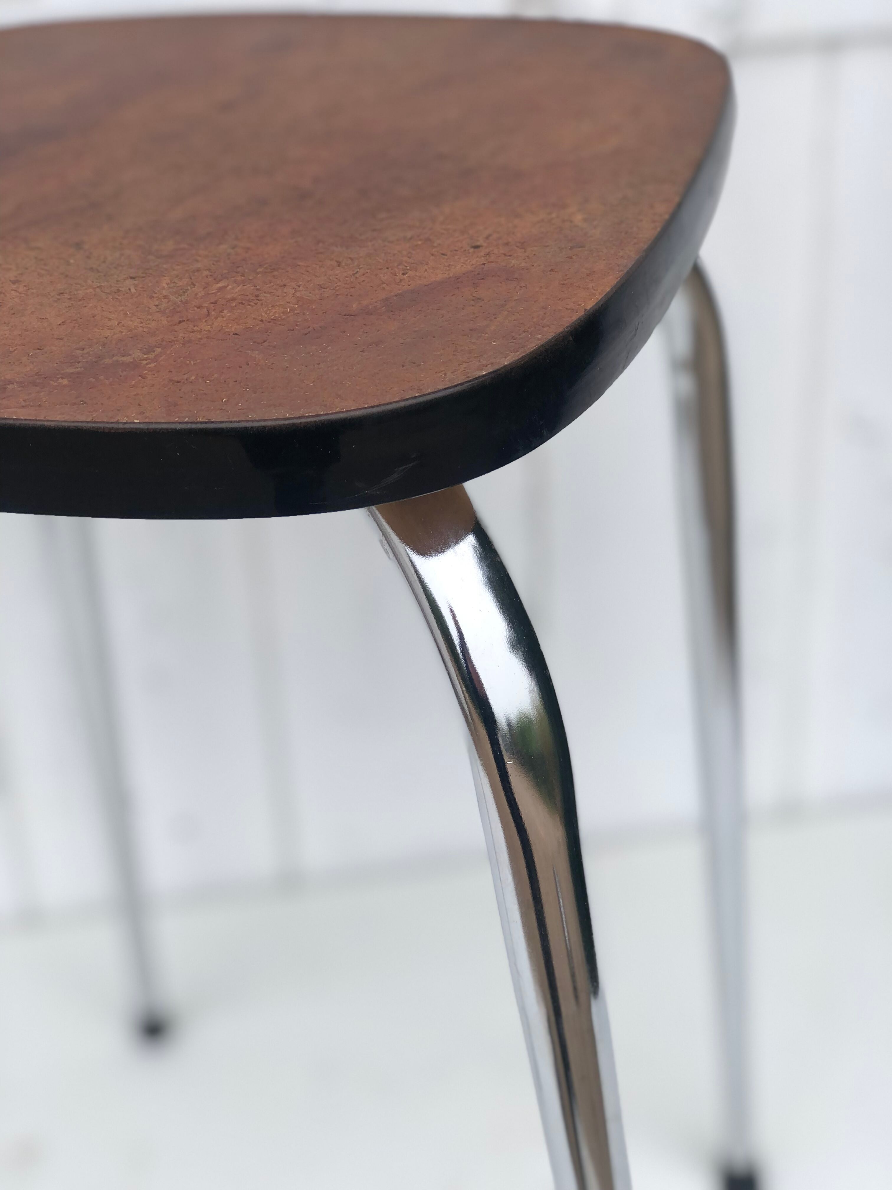 Vintage wood and chrome stool