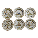 Vintage earthenware table service made in Italy, reproduction 18th century Moustier, 24 cm