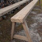 Pair of oak farmhouse benches 228 cm