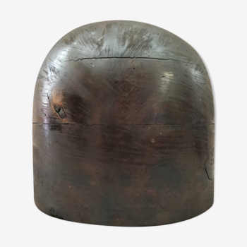 Ancienne tête a chapeau marotte en bois 1950