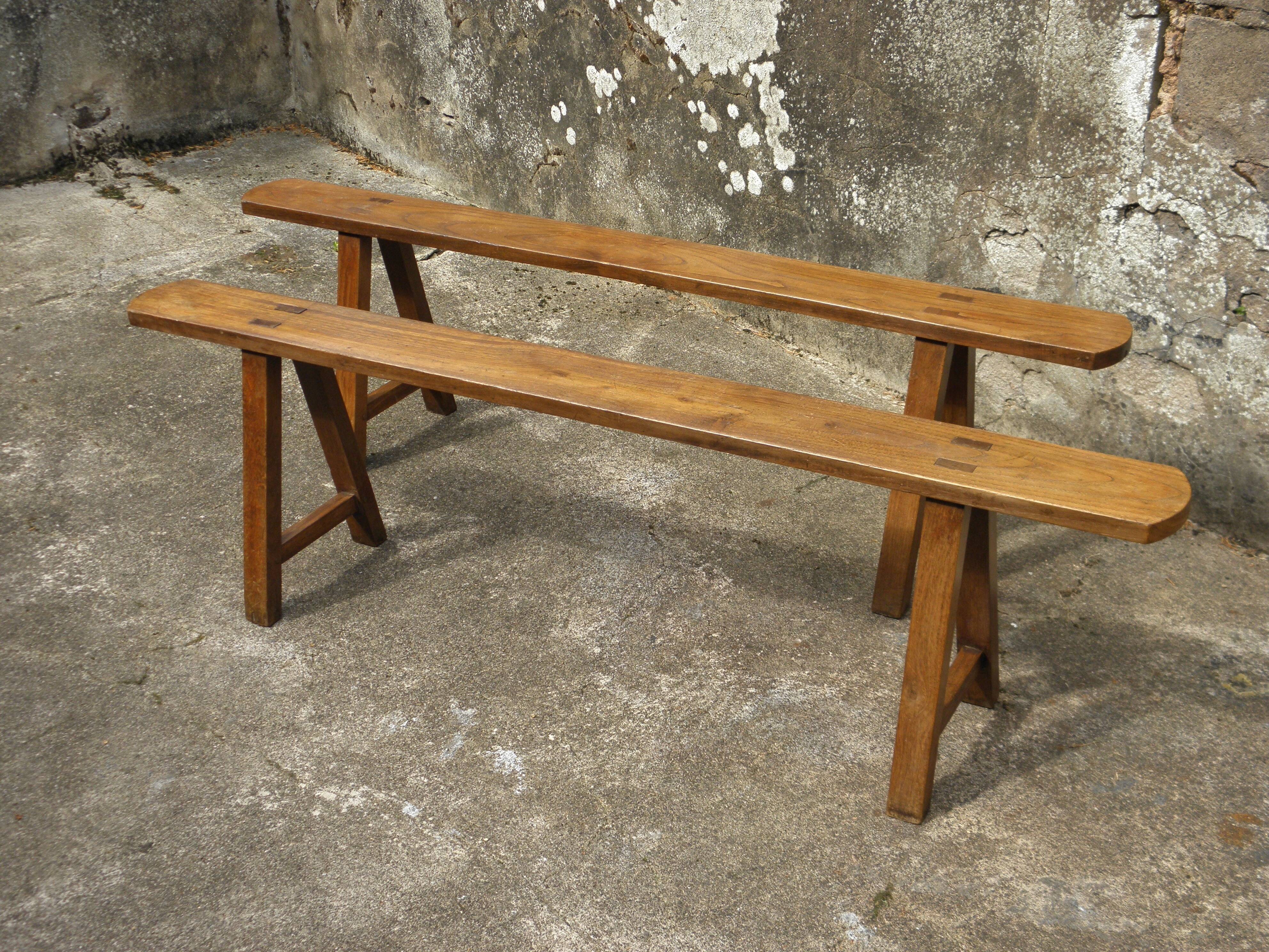 Pair of farmhouse benches 165 cm