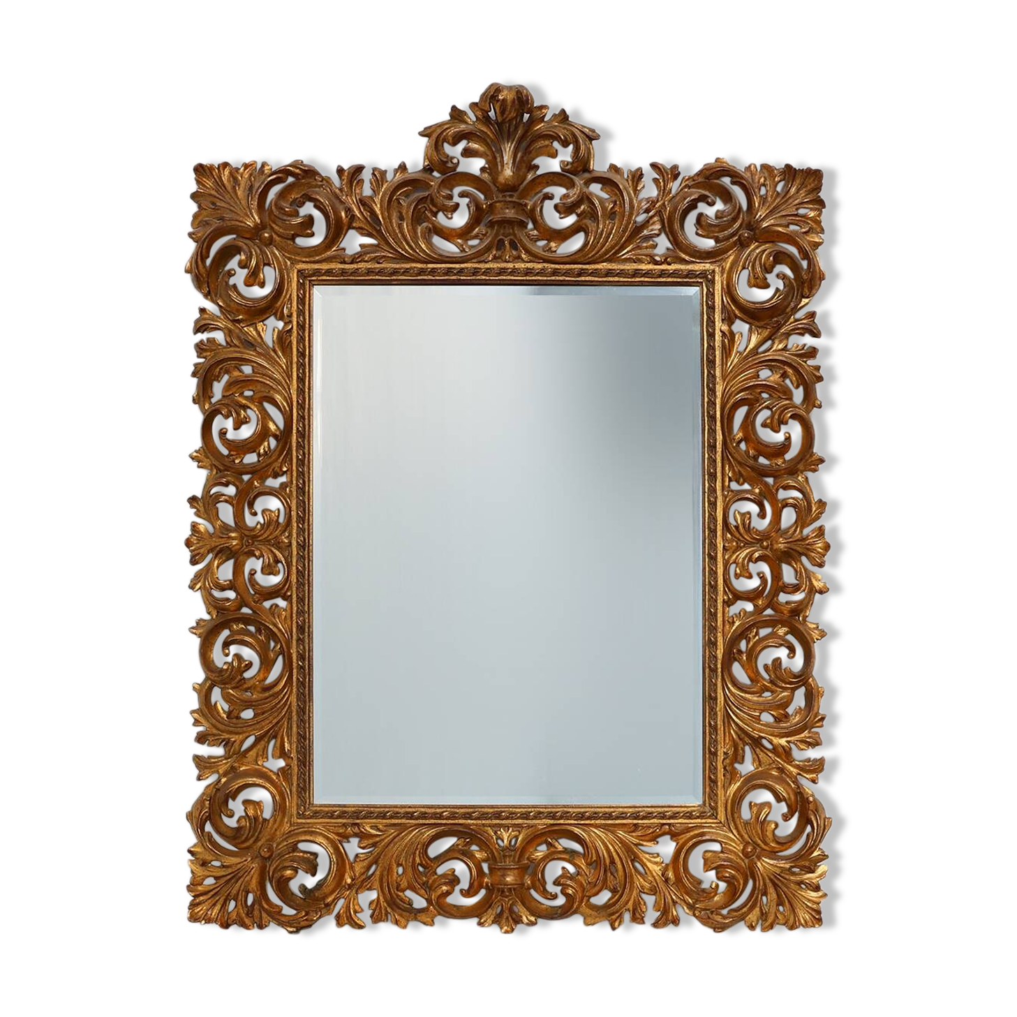 Large 20th Century Italian Baroque style richly decorated wall mirror