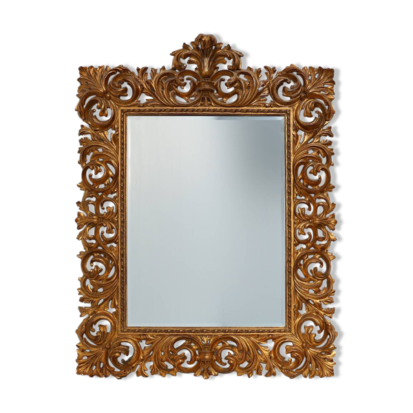 Grand miroir mural richement décoré de style baroque italien du XXe siècle