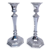 Pair of BMF candlesticks in silver-plated metal, vintage stamped