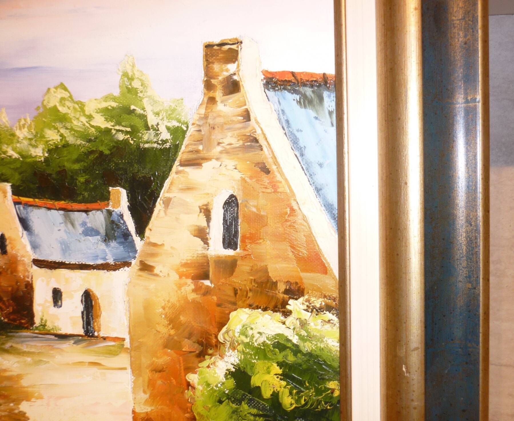 Oil painting on canvas “Hameau” signed Pieronevo