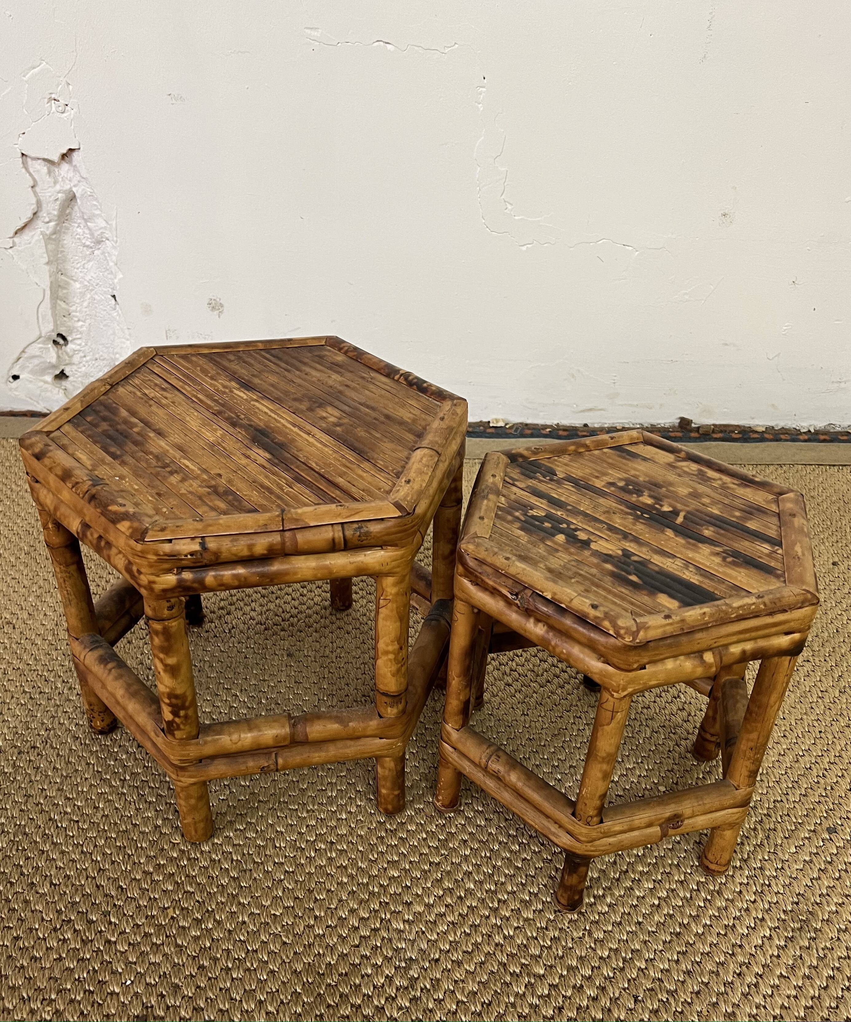 Pair of small side tables / Rattan sofa ends