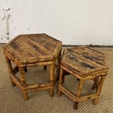 Pair of small side tables / Rattan sofa ends