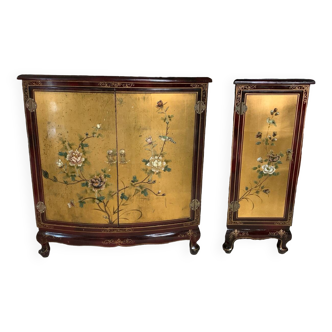 Two hand-painted lacquered Chinese furniture