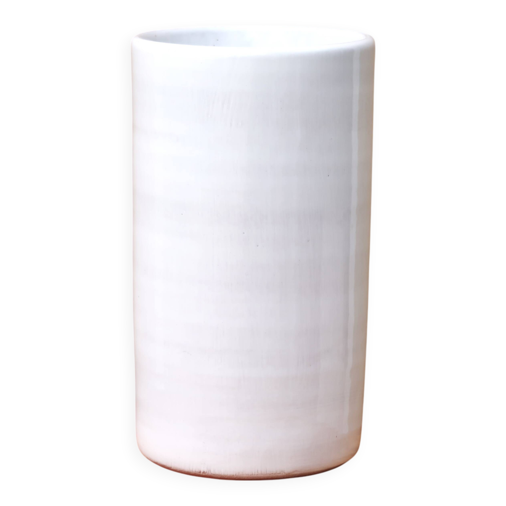 Vase by Antonio Lampecco minimalist white ceramic scroll