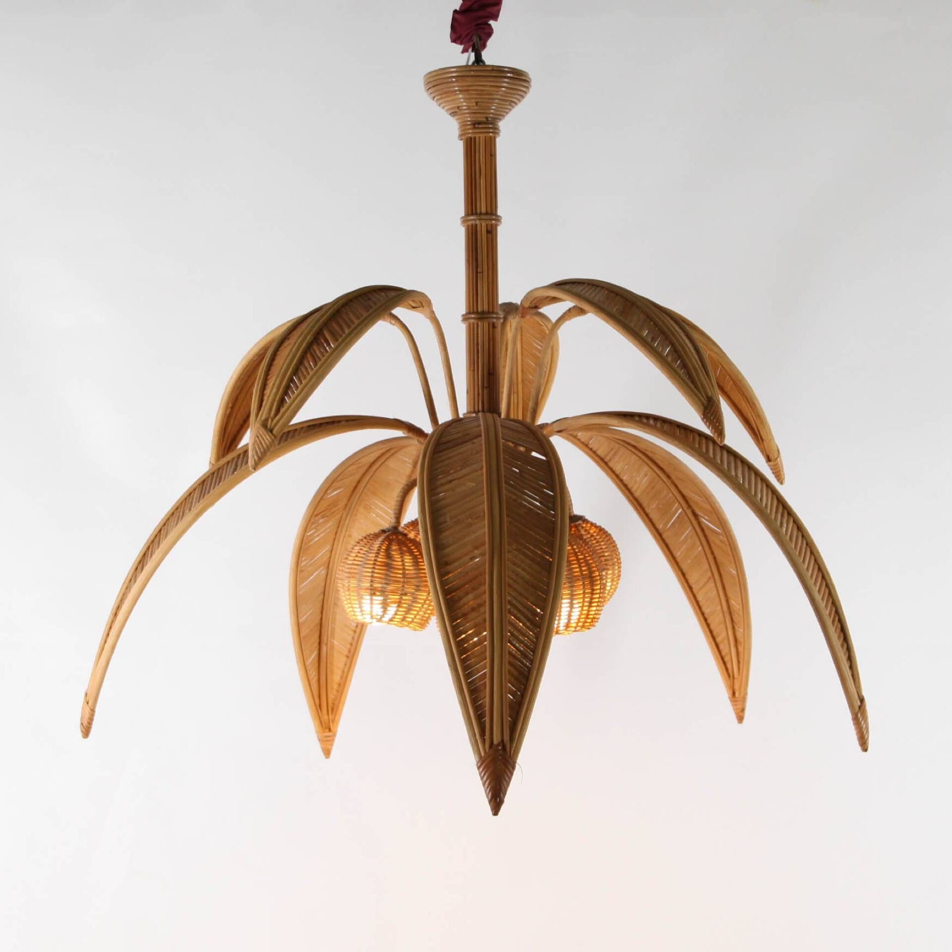 Lustre « cocotier/palmier » en rotin