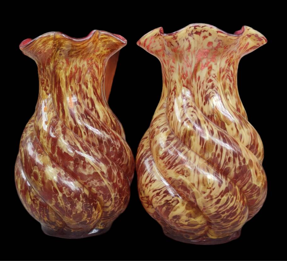 Pair of old large glass vases from Clichy