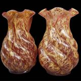 Paire anciens grands vases verre de Clichy
