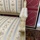 Louis XVI style bench carved with original fabrics and silks