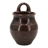 Brown ceramic wall vase by Guy Baudat, 1970s