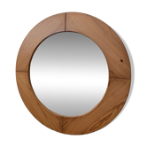 Round Scandinavian pine mirror from the 1970s.