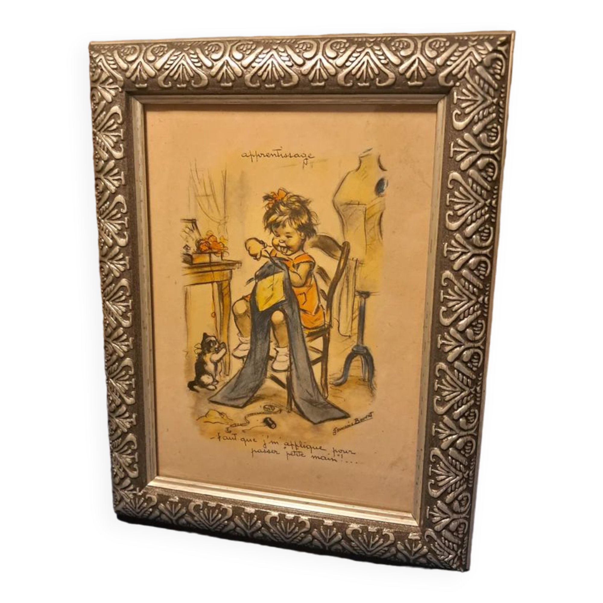 Dessin Germaine Bouret ancien encadré
