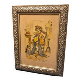 Drawing Germaine Bouret old framed