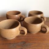 4 stoneware coffee cups