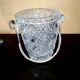 Diamond cut crystal ice bucket with ice tongs