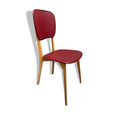 Chaise skaï rouge années 60