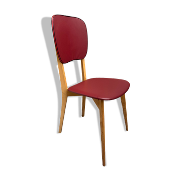 Chaise skaï rouge années 60