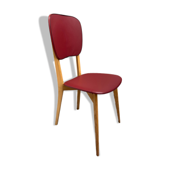 Chaise skaï rouge années 60