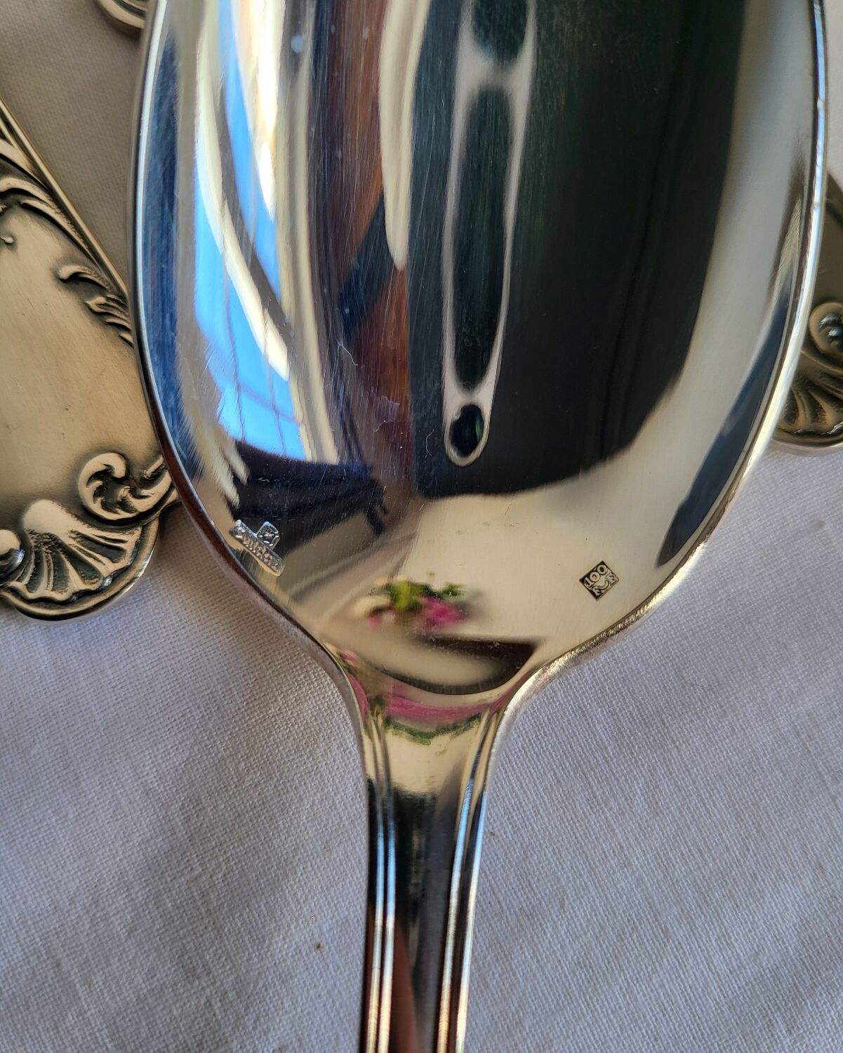 12 large silver-plated metal table spoons by Guildart