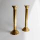 Gold-Plated Metal Candle Holders Set of 2, 1960s Italian Column Design, Vintage Table Decor