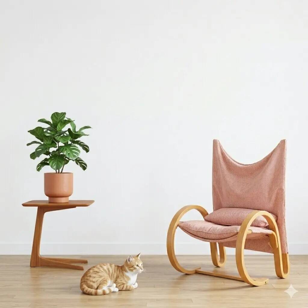 Vintage armchair from the 1970s in wood and fabric, Italy.