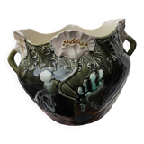 Jardinière in slipware signed by Gustave de Bruyn.