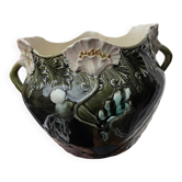 Jardinière in slipware signed by Gustave de Bruyn.