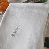 8 antique fabric napkins with anagram in cotton damask