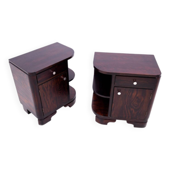 Paire de tables de chevet Art Déco, Pologne, années 1950.
