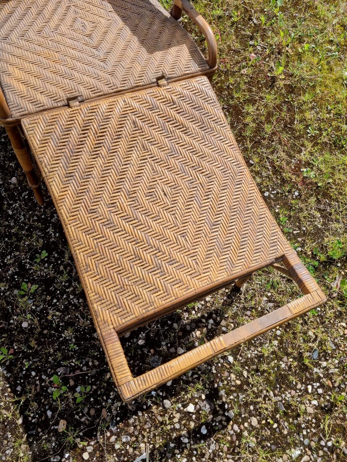 Old vintage rattan lounge chair
