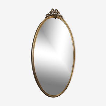 Miroir ovale et doré - 66x37cm