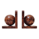 Art Deco bookends in polished solid burl wood