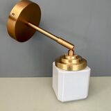 Vintage art deco globe wall lamp in white opaline