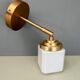 Vintage art deco globe wall lamp in white opaline