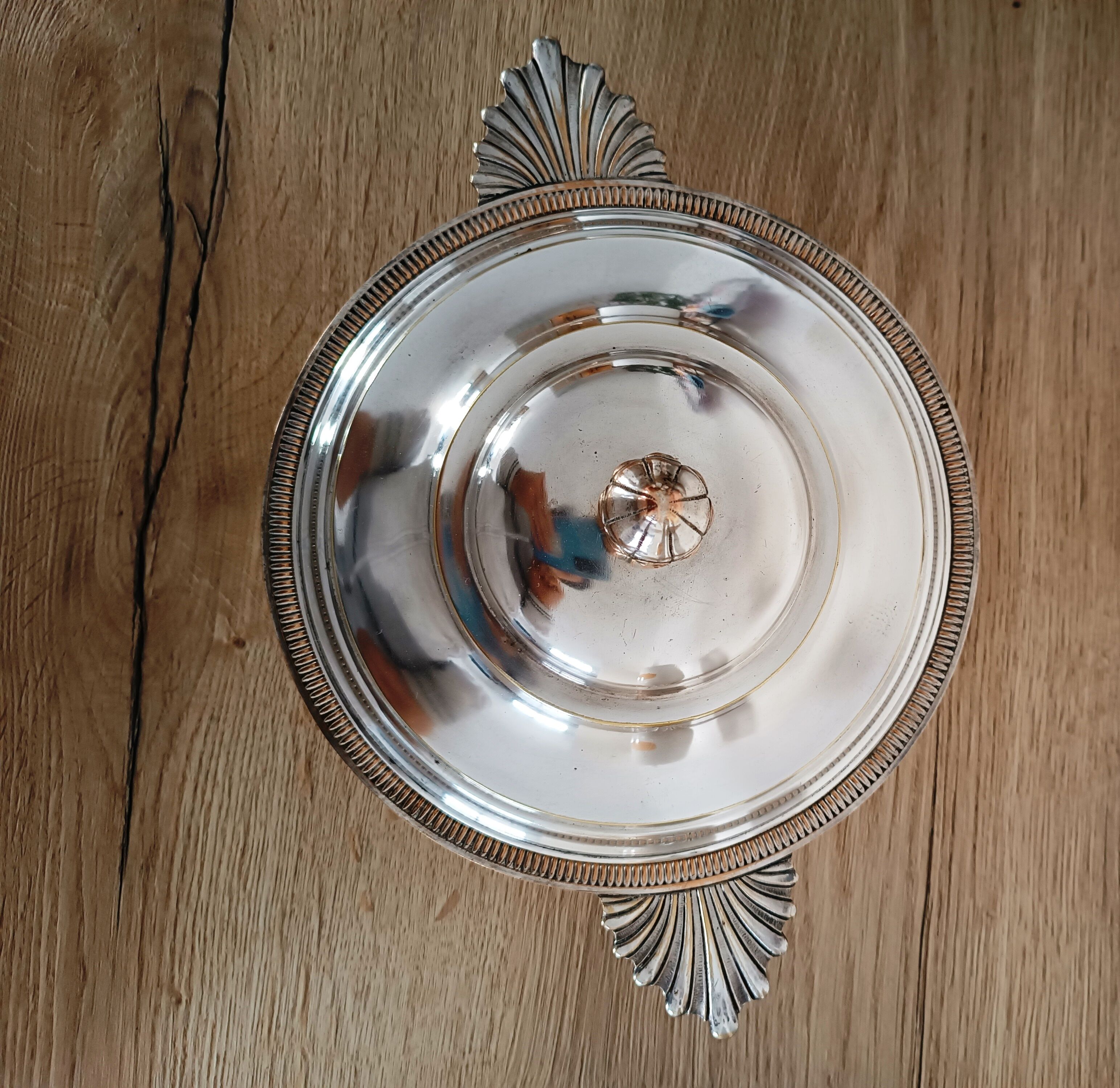 Art Deco silver metal vegetable dish